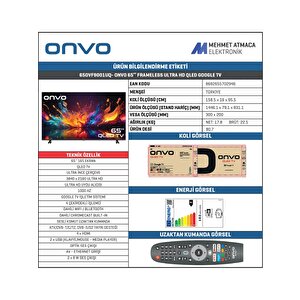 Onvo 65ovf9001uq 65'' 165 Ekran Uydu Alıcılı 4k Ultra Hd Google Smart Qled Tv