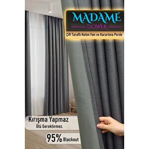 Deste Keten Karartma Fon Perde Antrasit Pilesiz 400x255 cm