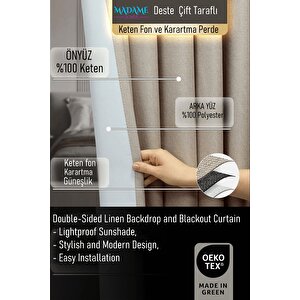 Deste Keten Karartma Fon Perde Bej Pilesiz 400x260 cm