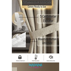 Deste Keten Karartma Fon Perde Bej Pilesiz