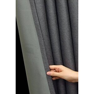 Deste Keten Karartma Fon Perde Antrasit Pilesiz 350x220 cm