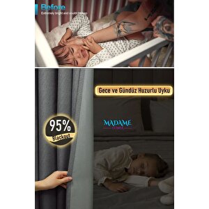 Deste Keten Karartma Fon Perde Antrasit Pilesiz 380x250 cm