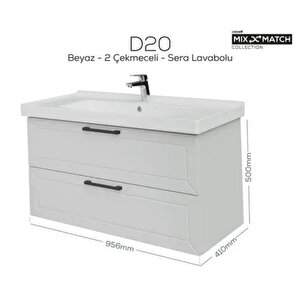 D20 2 Çekmeceli Lavbo Dolabı Beyaz