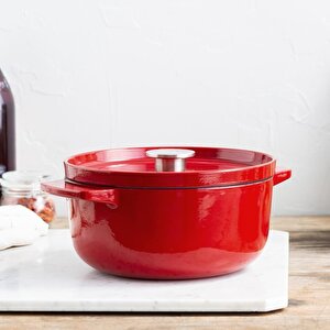 Cc006057-001 3.3 Litre 22 Cm. Döküm Demir Tencere - Kırmızı