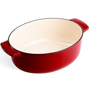 Cc006063-001 5.6 Litre 30 Cm. Oval Döküm Demir Tencere - Kırmızı