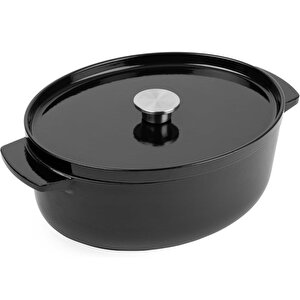 Cc006064-001 5.6 Litre 30 Cm. Oval Döküm Demir Tencere - Siyah