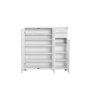 Trendline 3 Kapaklı 2 Çekmeceli Çok Amaçlı Dolap - Mat Beyaz 108x108x35 Cm (gxyxd)