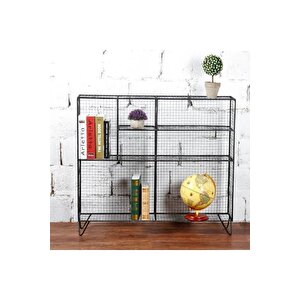 Büyük Boy Tel Grid 7’raflı Modern Kitaplık Modeli 100x90x30cm