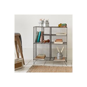 Büyük Boy Tel Grid 7’raflı Modern Kitaplık Modeli 100x90x30cm