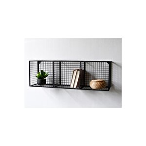 Metal 3'küp Gözlü Kafes Yatay Duvar Rafı/kitaplık 100x33x23