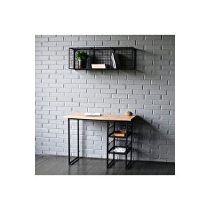 Metal 3'küp Gözlü Kafes Yatay Duvar Rafı/kitaplık 100x33x23