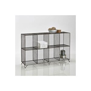 Grid Console 8 Raflı Büyük Kitaplık & Vitrin Modeli - Siyah