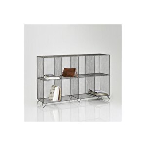 Grid Console 8 Raflı Büyük Kitaplık & Vitrin Modeli - Siyah