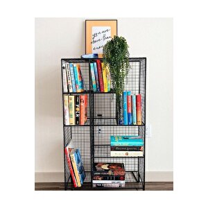 Metal 8 Gözlü Orta Boy Grid (kafes) Kitaplık Rafı & Kafes Tel Vitrin-122x75
