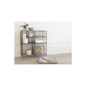 Tel Grid 7’raflı Modern Kitaplık Modeli & Raf Modelleri - Siyah