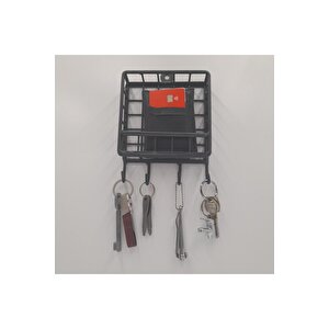 Mini Sevimli Metal 4 Kancalı Yeni Model Duvar Anahtarlık Rafı 12x12x2