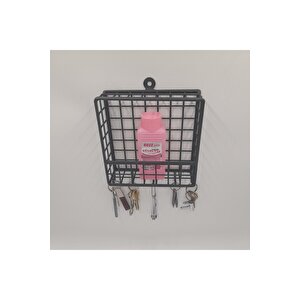 Sevimli Orta Boy Metal 5 Kancalı Yeni Model Duvar Anahtarlık Rafı 17x17x5