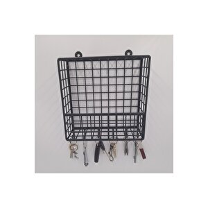 Sevimli Büyük Boy Metal 6 Kancalı Yeni Model Duvar Anahtarlık Rafı 22x22x7