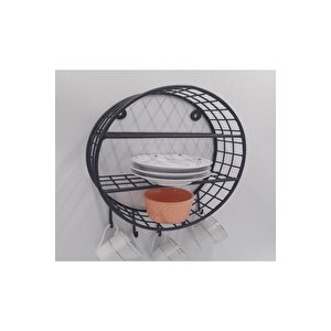 Kafes Duvar Askı Rafı/yeni Dekoratif Yuvarlak 5 Kancalı Fincanlık - 25x7
