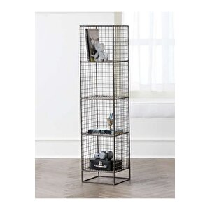 Grid Graphite 4 Gözlü Kitaplık Metal Kafes Dekoratif Tel Vitrin/konsol (siyah)