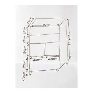 Iskandinav 5 Gözlü Tel Metal Raf & Grid Kitaplık Vitrin Concole120x80