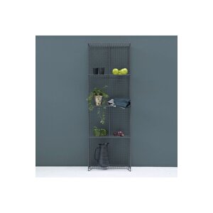 Metal Kitaplık/ Vitrin 160 5 X 50 Cm Grid Maison Tilleul - Antrasit