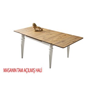 Yanlardan Açılır Yakamoz 90x60 Cm Ceviz Masa 4 Adet Ay Sandalye