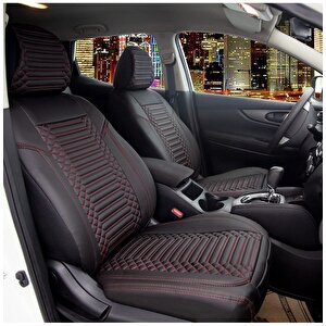 Alfa Romeo 146 Lüx Deri Oto Koltuk Kılıfı Ön Arka Takım Giydirme Model Si̇yah Kirmizi Siyah - Kırmızı