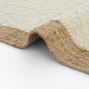 Cool Halı Wool 01 Natural Yün Halı Jüt Halı El Dokuma Jüt Kilim Hasır Halı Bohem El Halısı Krem Halı