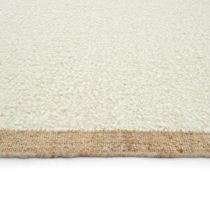 Cool Halı Wool 01 Natural Yün Halı Jüt Halı El Dokuma Jüt Kilim Hasır Halı Bohem El Halısı Krem Halı