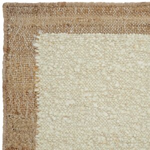 Wool 01 Natural Yün Halı Jüt Halı El Dokuma Jüt Kilim Hasır Halı Bohem El Halısı Krem Halı 200x300 cm