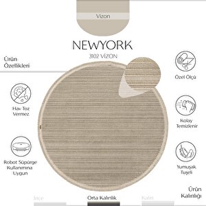 Newyork 3102 Vizon Yumuşak Halı Salon Koridor Kesme Yolluk Yuvarlak Dokuma Makine Halı 120x120 cm