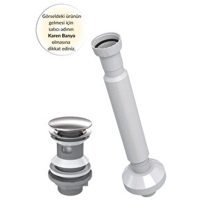 Pop Up Sifon Paslanmaz Başlıklı+körüklü Gider Borusu