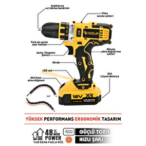 12v Çift Akülü Çelik Mandren Akülü Vidalama Şarjlı Matkap