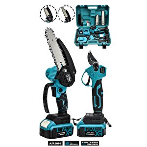 18v Çift Akülü Çelik Şanzıman Dal Budama Makası & Testeresi 2 Li Set