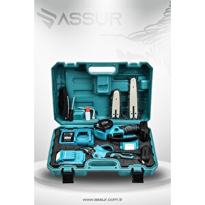 18v Çift Akülü Çelik Şanzıman Dal Budama Makası & Testeresi 2 Li Set
