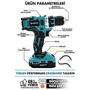 Profesyonel 12v Çift Akülü Vidalama 84 Parça & 12 Köşe 360° Lazer Hizalama Set
