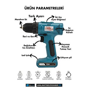12v Usb Şarjlı Matkap Vidalama Dahili Batarya