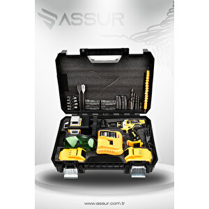 Profesyonel 12v Çift Akülü Vidalama 84 Parça & 12 Köşe 360° Lazer Hizalama Set