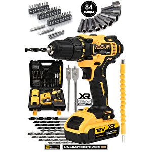 12v Çift Akülü 84 Parça Şarjlı Matkap Akülü Vidalama