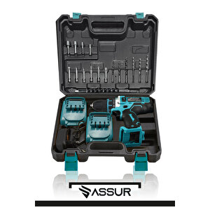 Assur 12v Çift Akü Şarjlı Matkap Metal Şanzıman Akülü Vidalama