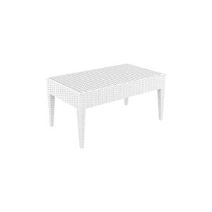 Rattan Miami Uzun Sehpa Bahçe Teras Havuz Şezlong Sehpası Beyaz