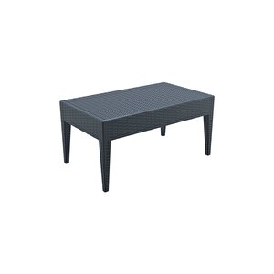 Rattan Miami Uzun Sehpa Bahçe Teras Havuz Şezlong Sehpası Koyu Gri
