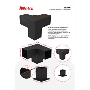Sarar Tek Bölümlü Hazır Ahşap Pergola Bağlantı Seti 85 X 85 Mm Ahşaplar Için