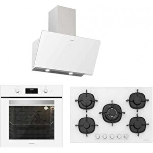 Bo6502w02 - Cs5365w01 - 3457 Soho 60 Beyaz Cam Ankastre Set