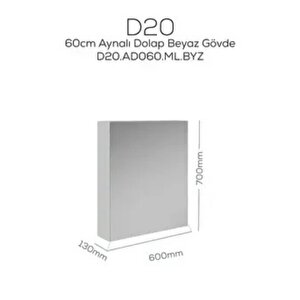 D20 Aynalı Dolap Beyaz 