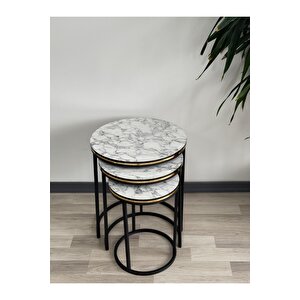 Ada 3lü Zigon Sehpa C Sehpa Mermer Desenli Yan Sehpa Sehpa Takımı Salon Oturma Salonu Ofis