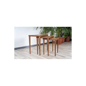 Mola Ceviz Mdf 3'lü Zigon Sehpa Takımı