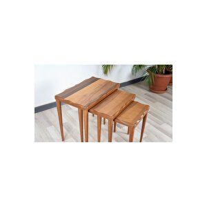 Mola Ceviz Mdf 3'lü Zigon Sehpa Takımı