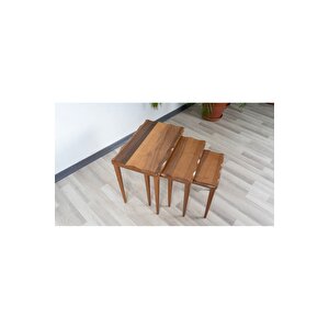 Mola Ceviz Mdf 3'lü Zigon Sehpa Takımı